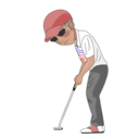 パットを打つゴルファー