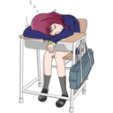 授業中に居眠りする女子高生。