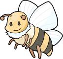 かわいいミツバチが飛んでいるイラストです。