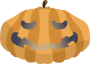 かぼちゃの中身をくりぬき目と口を開けて中に灯りをともすジャックオランタンのイラストです