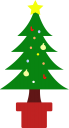 モミの木に飾りつけをしたクリスマスツリーのイラストです