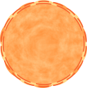 オレンジに輝く太陽のイラストです。