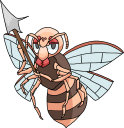 武器を持ったオオスズメバチのキャラクターのイラストです。