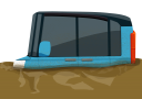 水没した自動車