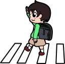 横断歩道を渡る男の子のイラストです。