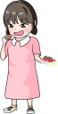 苺を食べる女の子のイラストです。