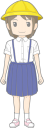 小学生女児（夏服）のイラストです。