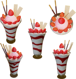 イチゴパフェの３Ｄレンダリング画像です。